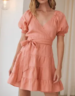 Kivari Alice Wrap Mini Dress Coral Size 8 for rent on The Volte - image 2