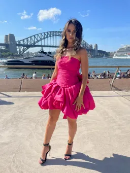 Aje Piacere Bubble Hem Mini Dress Fuchsia Size 6 / XS for rent on The Volte - image 5