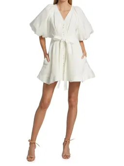 Aje Evermore Belted Mini Dress Ivory Size 4 / XXS for rent on The Volte - image 1