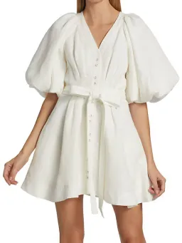 Aje Evermore Belted Mini Dress Ivory Size 4 / XXS for rent on The Volte - image 2