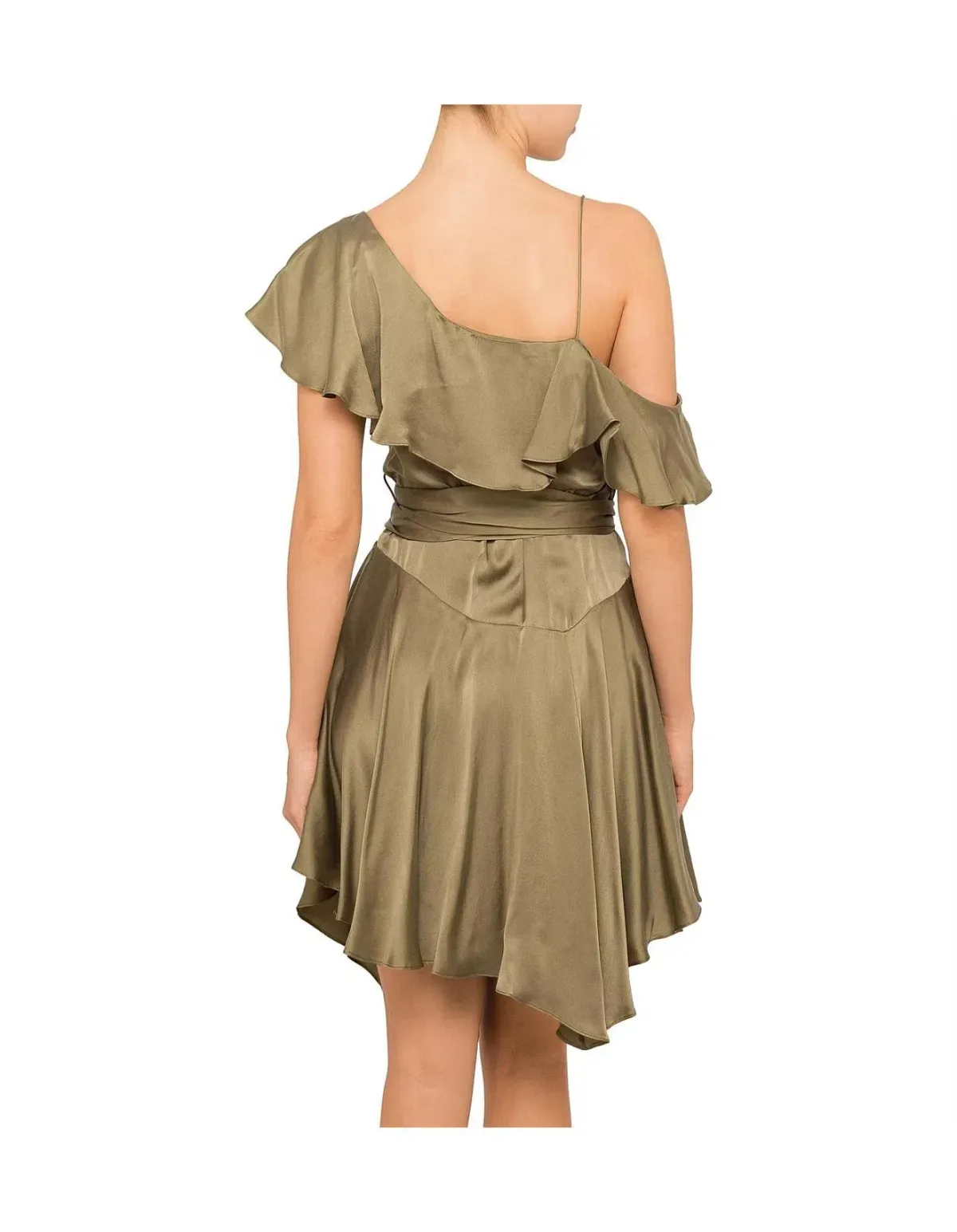 Zimmermann Sueded Asymmetric Wrap Dress Olive Size 2 / AU 12  - Image 2
