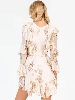 Zimmermann Folly Flutter Mini Dress Cream Floral Size 6 for rent on The Volte - image 2