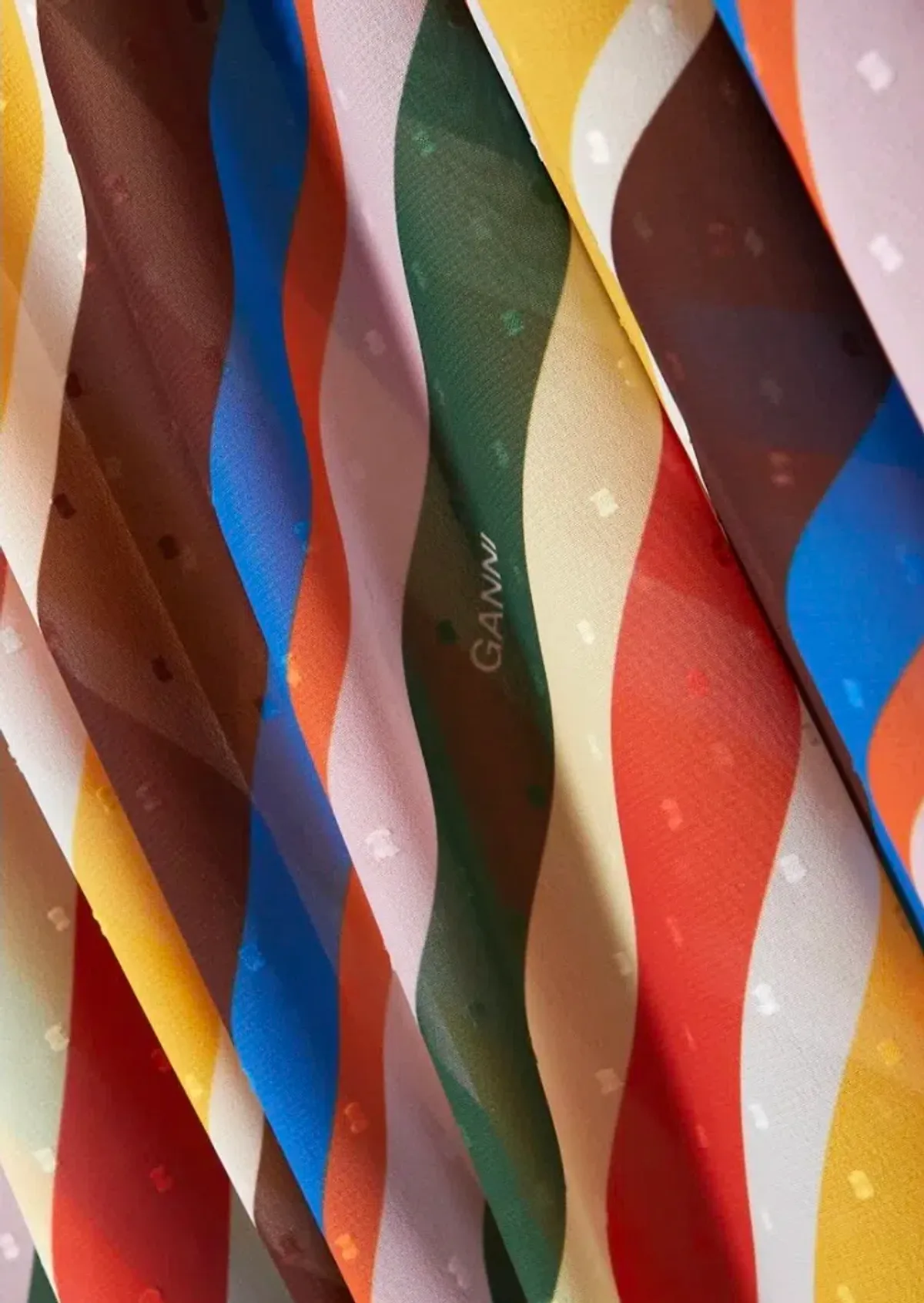 Ganni Striped Halter Neck Recycled Chiffon Midi Dress Multi Size AU 10  - Image 5