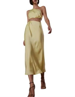 Misha Dimitra Satin Midi Dress Yellow Size AU 10 for rent on The Volte - image 4