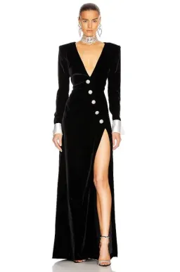 Alessandra Rich Velvet Embellished Evening Gown Black Size 38 IT / 6 AU for rent on The Volte - image 1