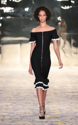 Alice McCall Black and White Ribbed midi Dress Black Size AU 6 for rent on The Volte - image 1