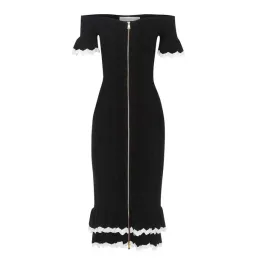 Alice McCall Black and White Ribbed midi Dress Black Size AU 6 for rent on The Volte - image 4