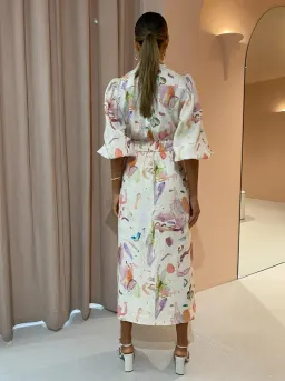 Alemais Annie Shirt dress in rose print White Size AU 6 for rent on The Volte - image 2