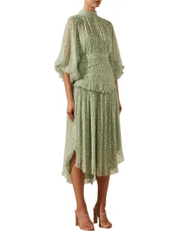 Shona Joy Aurore Long Sleeve Open Back Midi Dress Green Size AU 10  for rent on The Volte - image 2