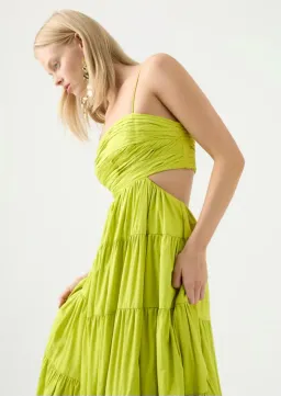 Aje Sartre Tiered Maxi Dress Green Size 12 / L for rent on The Volte - image 2