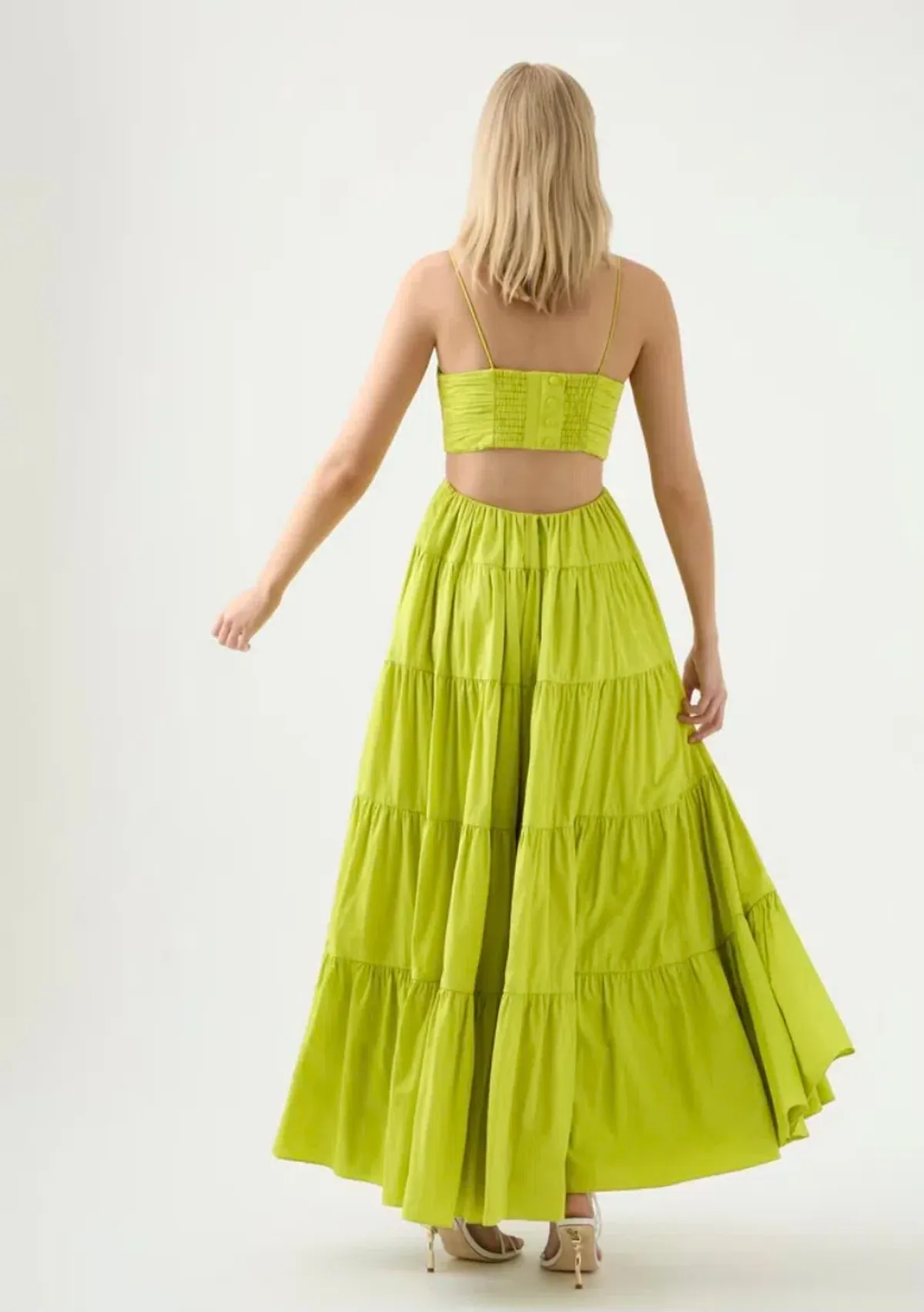 Aje Sartre Tiered Maxi Dress Green Size 12 / L - Image 4