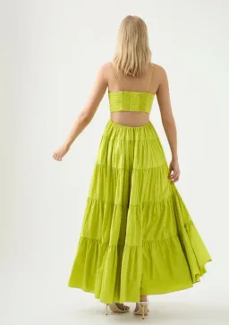 Aje Sartre Tiered Maxi Dress Green Size 12 / L for rent on The Volte - image 4