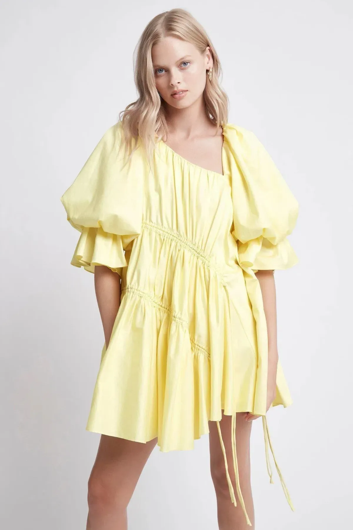 Aje Hushed Asymmetric Mini Dress Yellow Size 8 - Image 2