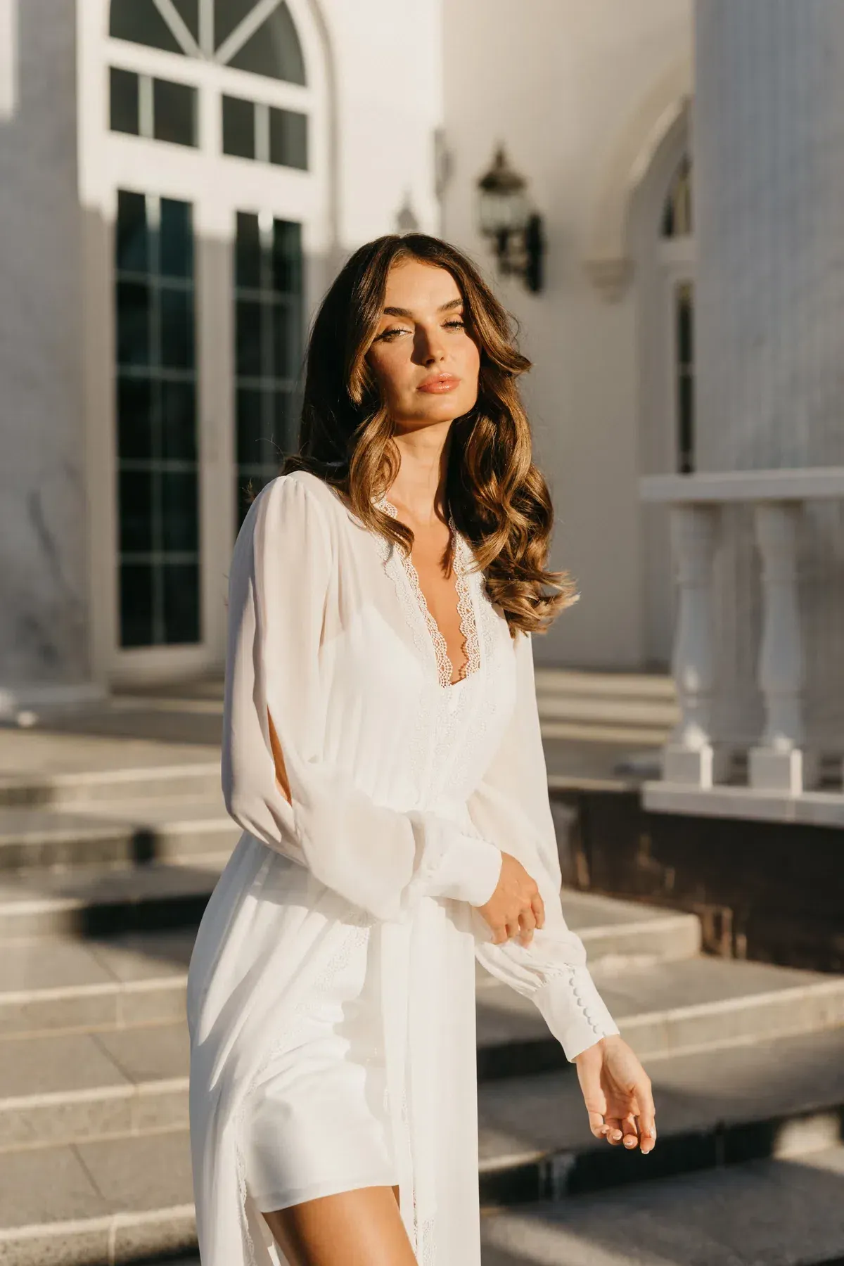 Le Rose Ruby Lace Trim Georgette Maxi Dress with Slip White Size XS/ AU 6 - Image 3