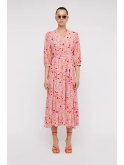 Scanlan Theodore Silk Daisy Floral Dress Peach Size AU 12 for rent on The Volte - image 1