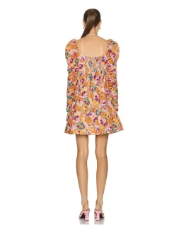 Zimmermann Violet Twist Front Mini Dress Mustard Multi Floral Size 1/Au 10 for rent on The Volte - image 2