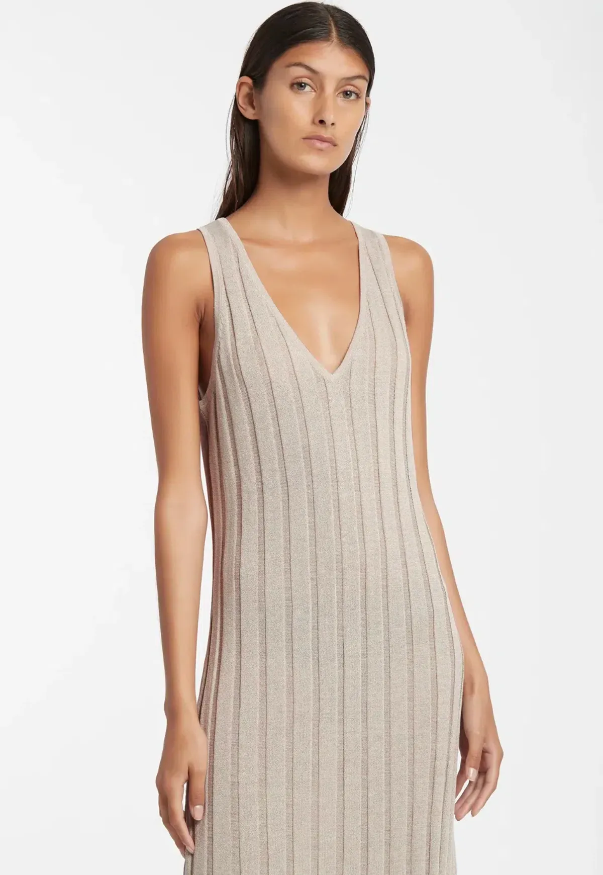 Sir the Label Isobel V Neck Dress Beige Size 1/AU 8 - Image 2