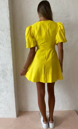 By Nicola Dahlia Ring Detail Mini Dress Yellow Size 10 for rent on The Volte - image 5