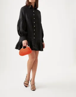 Aje Lotus Shirt Mini Dress Black Size 8 / S for rent on The Volte - image 1