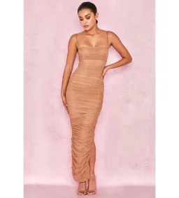 House of CB Fornarina Organza Mesh Maxi Dress Tan Size XS / Au 6 for rent on The Volte - image 1