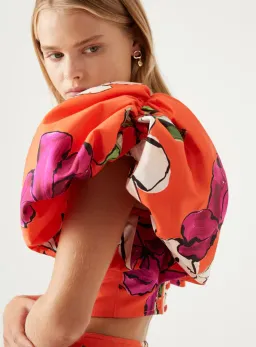 Aje Marcel Puff Sleeve Bodice & Lewis Tuck Detail Midi Skirt Set Floral Size 8 / S for rent on The Volte - image 2