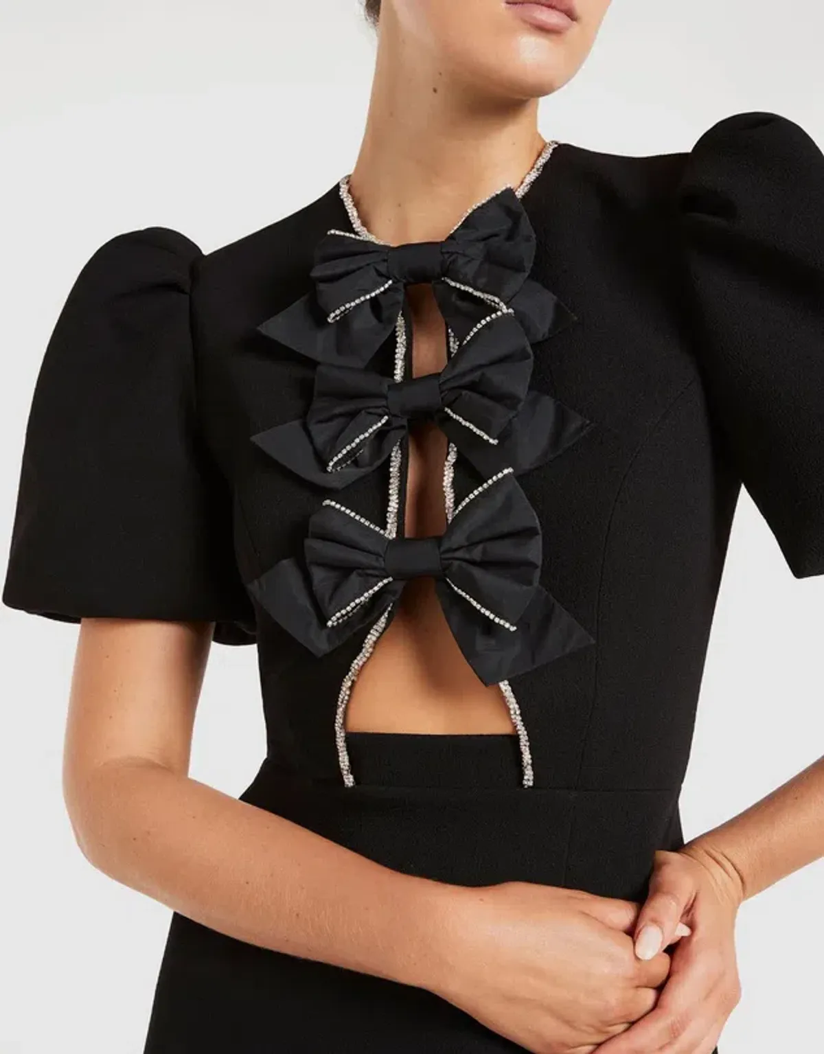 Rebecca Vallance Katie Bow Mini Dress Black Size 8 - Image 4