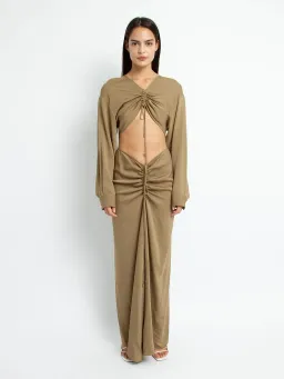 Christopher Esber Ruched Disconnect Shirt Dress Green Size AU 8 for rent on The Volte - image 1