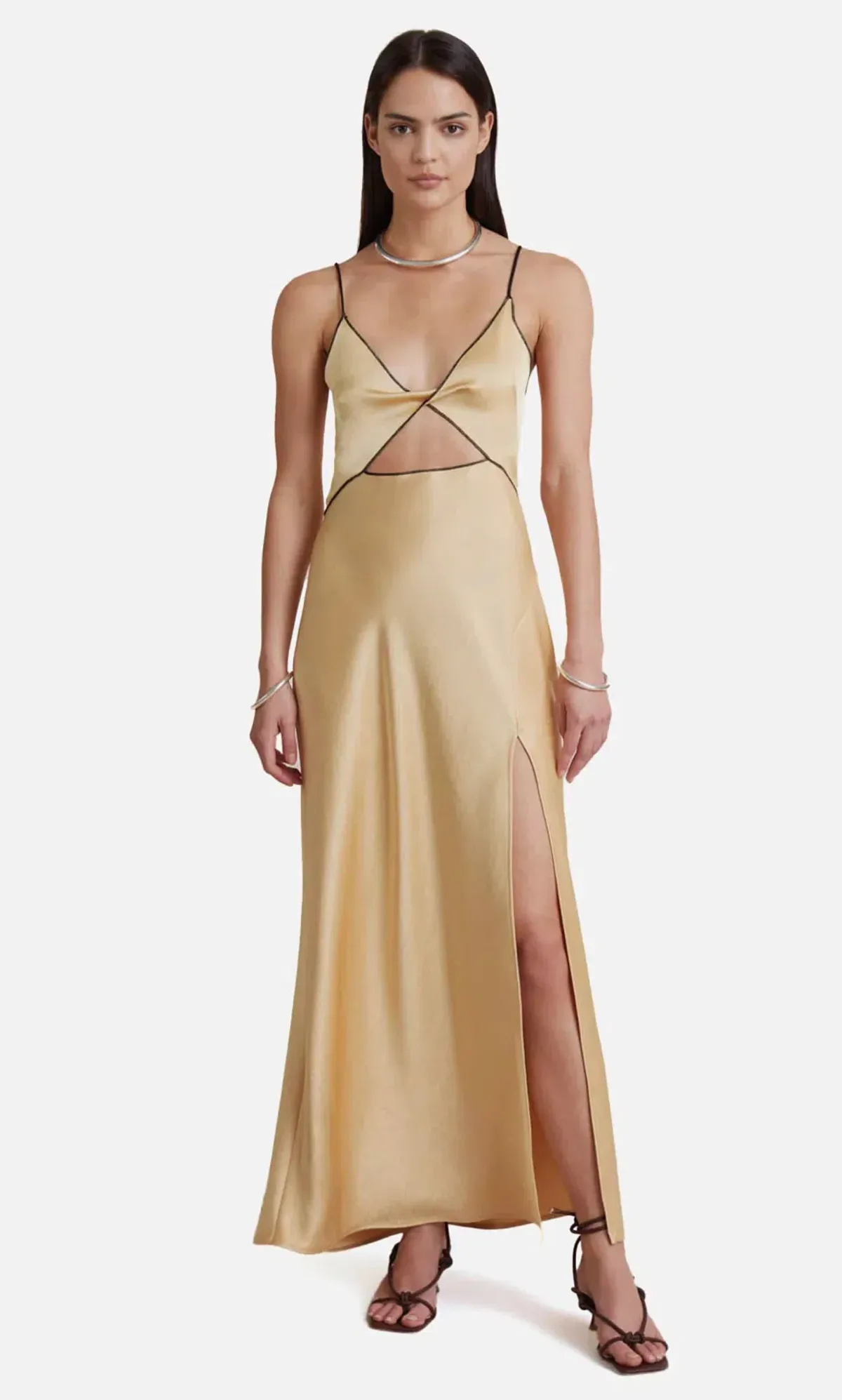 Bec & Bridge Hazel Maxi Dress Wheat Gold Size AU 12 - Image 5