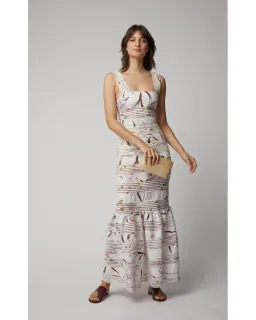 Zimmermann Corsage Linear Orchid Print Ivory Dress White Size 2 / AU 12 for rent on The Volte - image 1