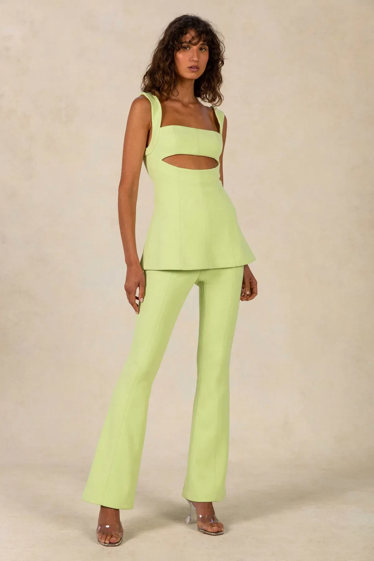 MISHA Costanza Bonded Crepe Jumpsuit Lime Green Size 8/S - Image 1