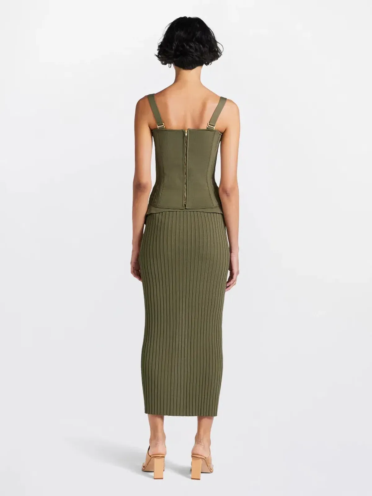 Dion Lee Laced Corset Bodice & Lace Up Eyelet Skirt Set in Moss Size M / Au 10 - Image 3