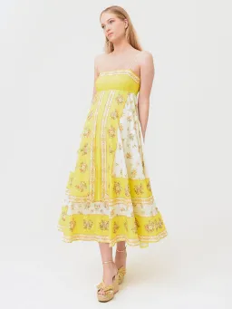 Alemais Catalina Midi Dress Yellow Print Size 12 for rent on The Volte - image 1