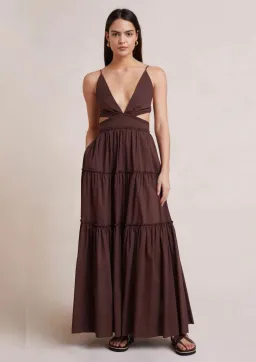 Bec & Bridge Carla V Maxi Dress in Chocolate Brown Size M / AU 10 for rent on The Volte - image 1