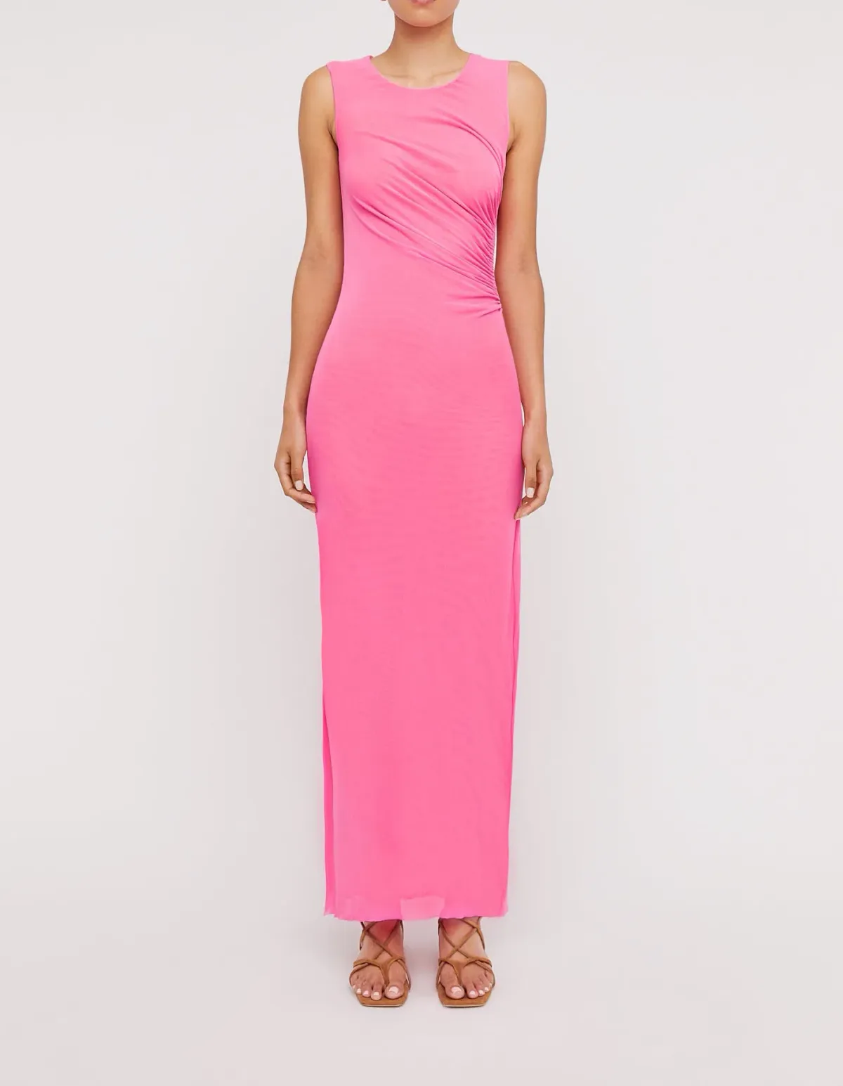 Scanlan Theodore Italian Mesh Gathered Dress Pink Size 4 / XXS - Image 1