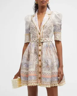 Zimmermann High Tide Mini Shirt Dress Odyssey Print Size 1 / Au 10 for rent on The Volte - image 2