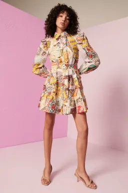 Kate Ford Zellije Layered Mini Dress Print Size 8 / S for rent on The Volte - image 4