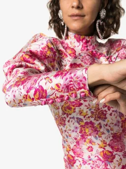 Rotate Birger Christensen  Number 1 Raspberry Rose Mini Dress Floral Size 10 for rent on The Volte - image 4