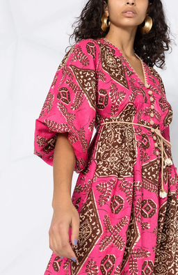 Zimmermann Lulu Plunge Midi Dress Pink Print Size 10 for rent on The Volte - image 2