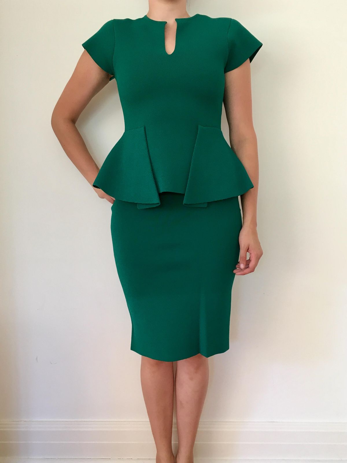 Scanlan Theodore Green two peice crepe knit dress sz 12 - Image 1