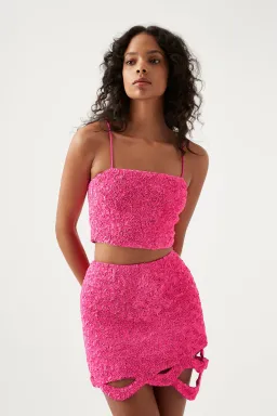 Aje Catara Skirt and Evelyn Top Rouge Pink Size AU 6 for rent on The Volte - image 1