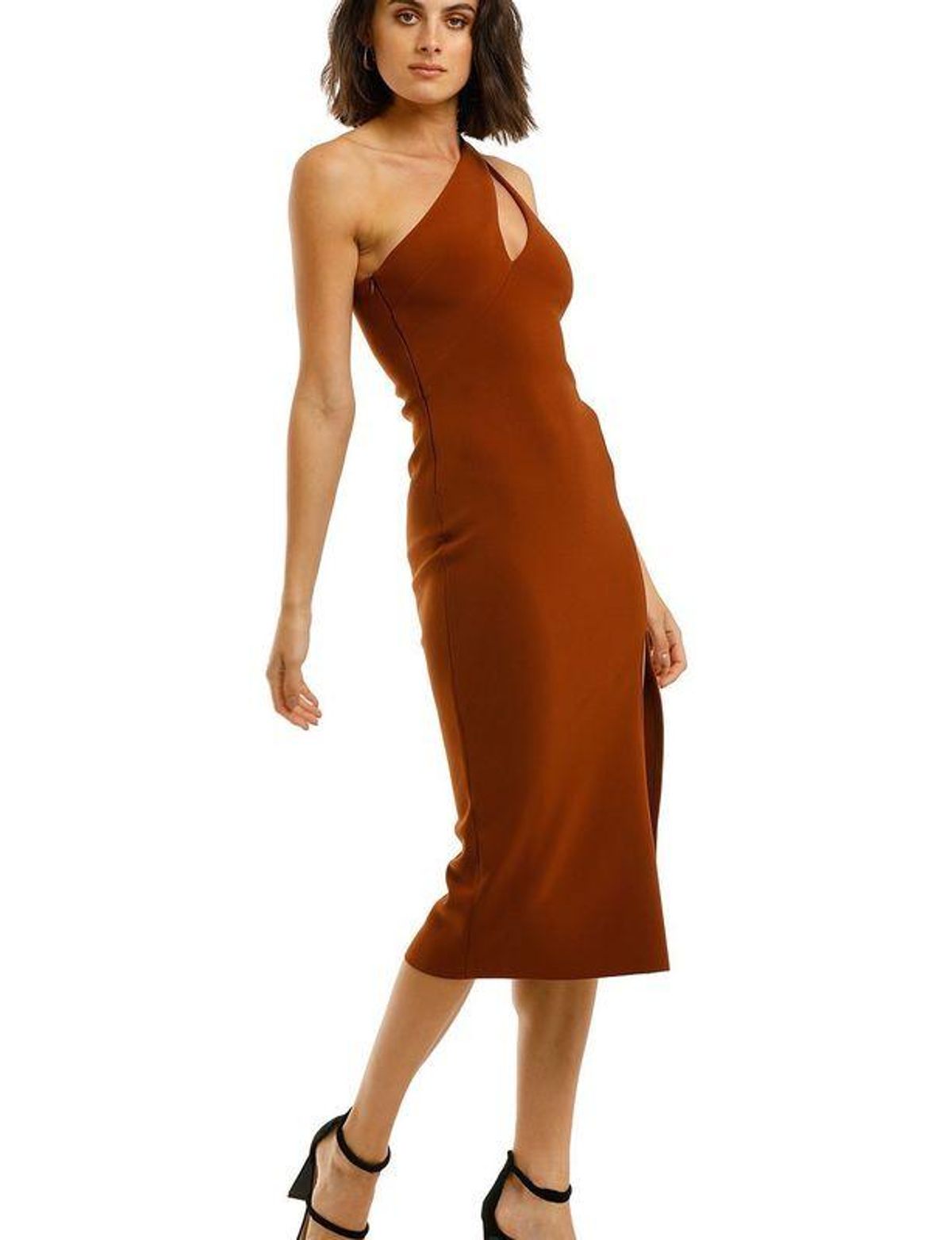 Bec & Bridge Emerald Avenue Asym Midi Dress Copper Size 8 - Image 3