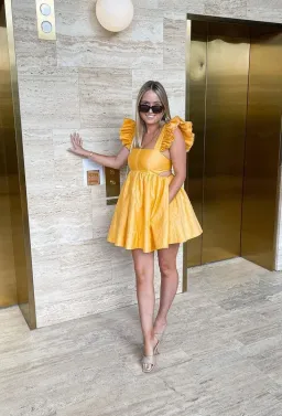 Aje Midsummer Mini Dress Orange Size 8 for rent on The Volte - image 2