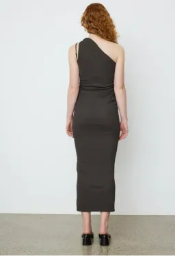 Nanushka Lenna Dress Dark Moss Double Asymmetrical Dress Dark Green Size M/AU 10 for rent on The Volte - image 4