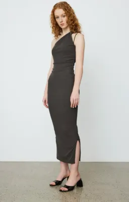 Nanushka Lenna Dress Dark Moss Double Asymmetrical Dress Dark Green Size M/AU 10 for rent on The Volte - image 3