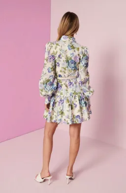 Kate Ford Mojave Short Shirt Dress Belt Floral Blue Size 3/Au 12 for rent on The Volte - image 4