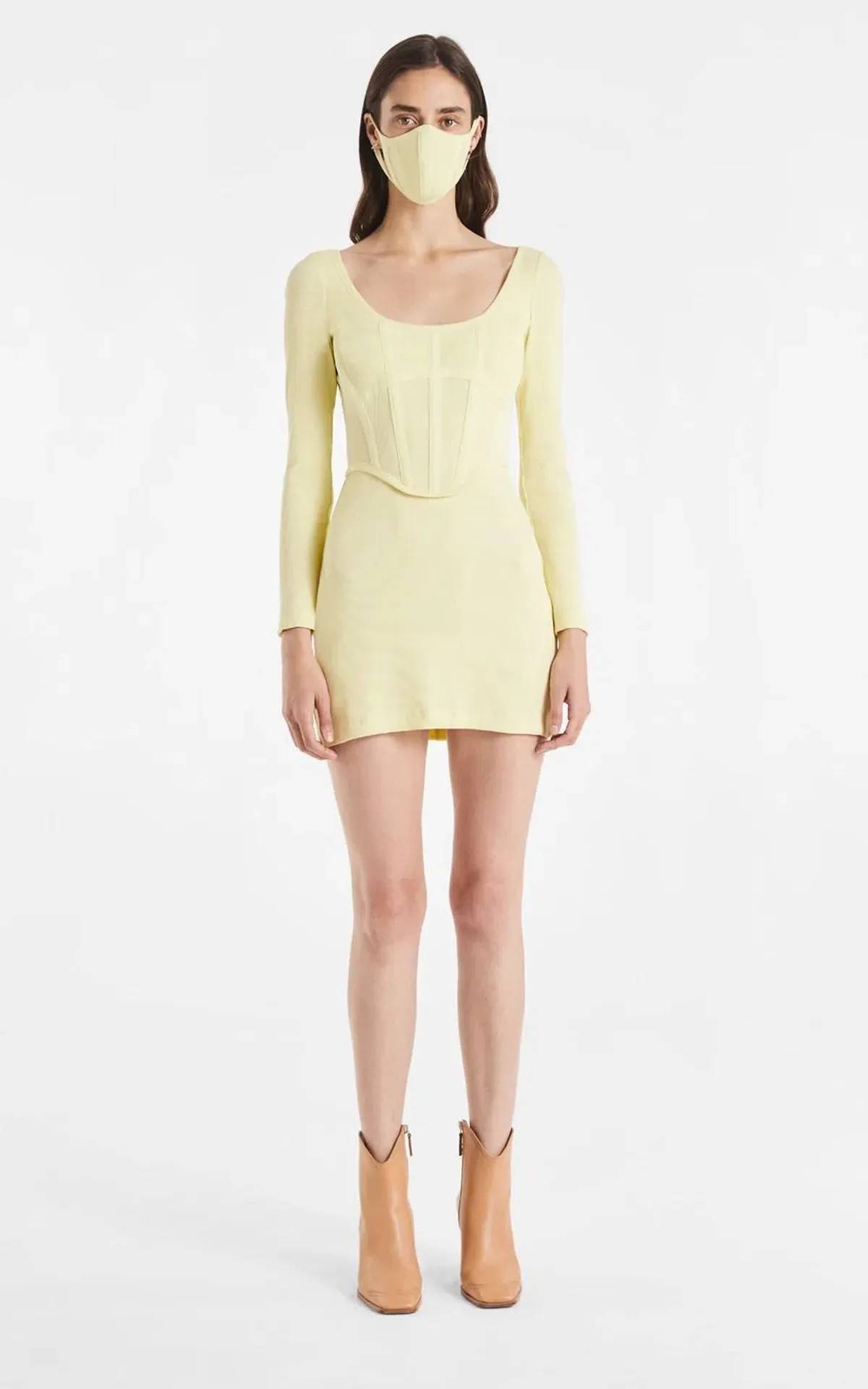 Dion Lee Rib Corset Mini Dress in Lemon Yellow Size 8 / S - Image 2