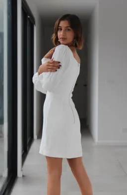 By Johnny Mia Cuff Sleeve Dress White Size 8 for rent on The Volte - image 2