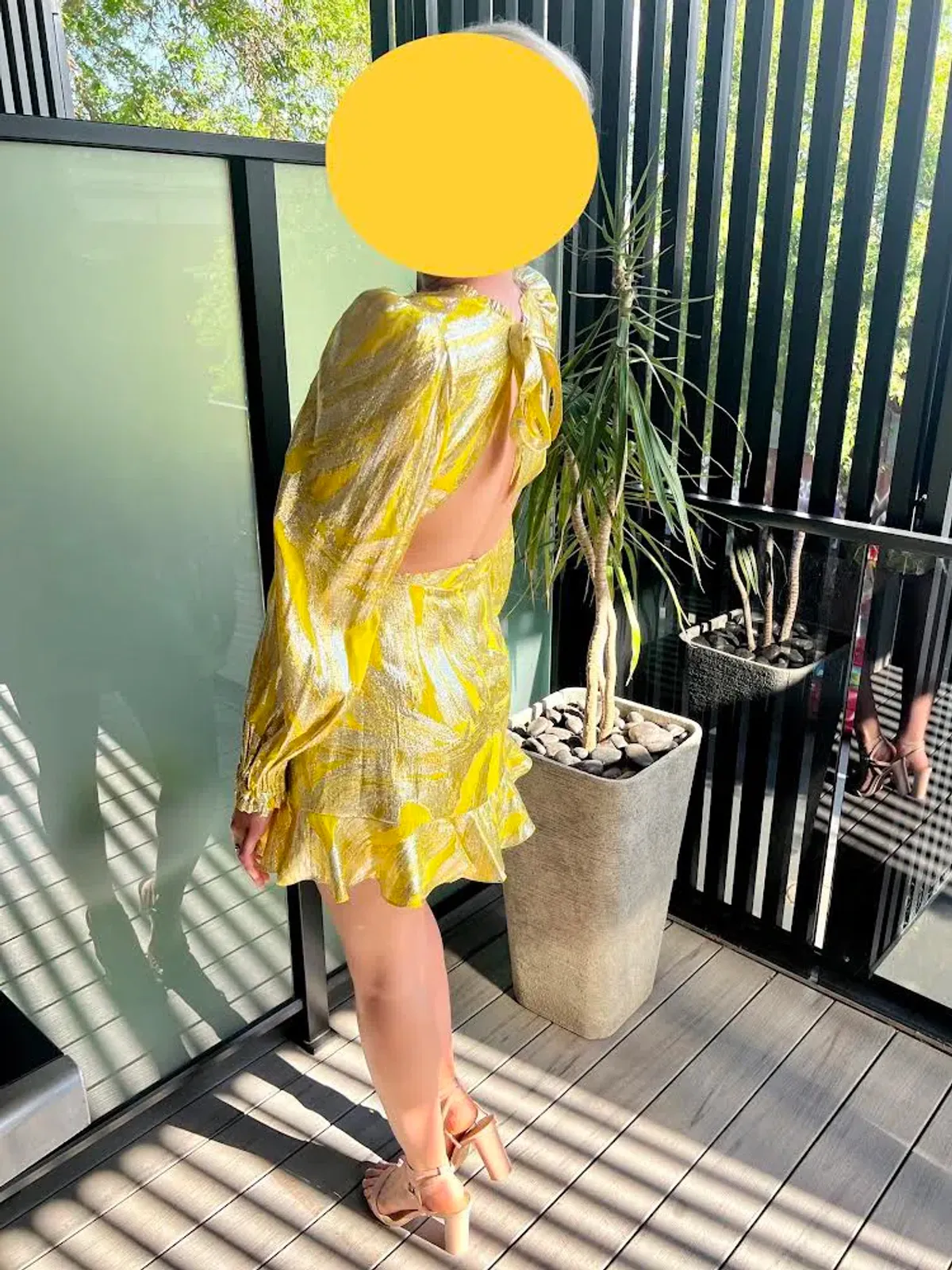 Rebecca Vallance Navarro Long Sleeve Mini Dress Yellow Size 12  - Image 4