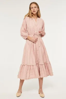 Tigerlily Okimi Charley Midi Boho Dress Whisper Pink Size 10 for rent on The Volte - image 1