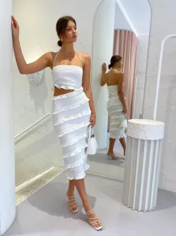 By Nicola Halo Midi Dress White Size 10 for rent on The Volte - image 2